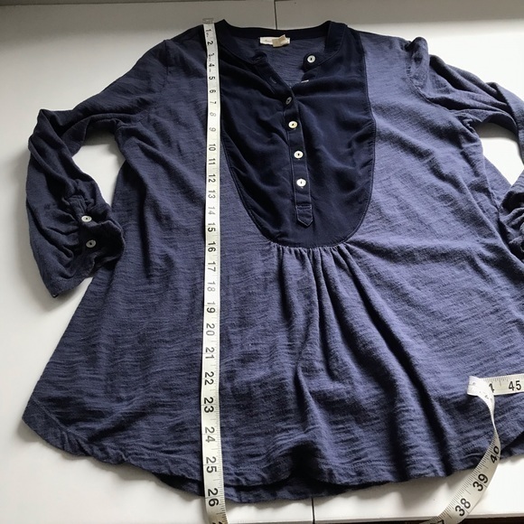 Anthropologie‎ Meadow Rue Navy Blue Amira Tunic Button Bib Medium - Picture 12 of 13